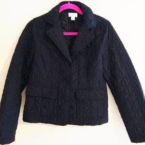 LOFT Black Quilted Winter Coat Blazer